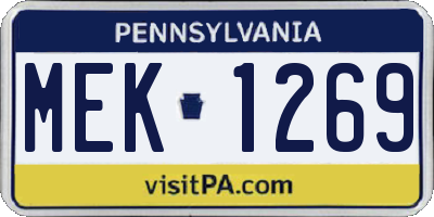 PA license plate MEK1269
