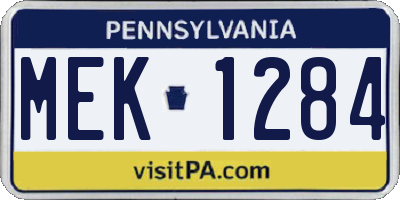 PA license plate MEK1284