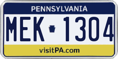 PA license plate MEK1304