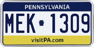 PA license plate MEK1309