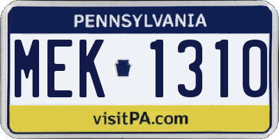 PA license plate MEK1310