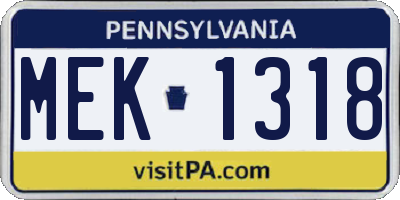 PA license plate MEK1318