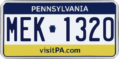 PA license plate MEK1320