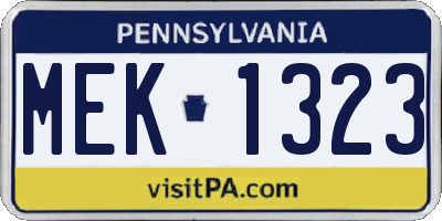 PA license plate MEK1323