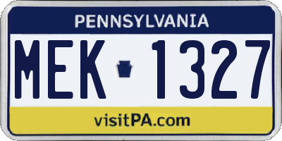 PA license plate MEK1327