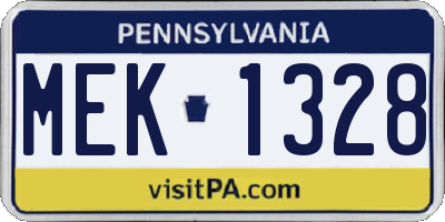 PA license plate MEK1328