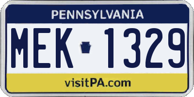 PA license plate MEK1329