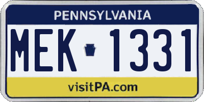 PA license plate MEK1331