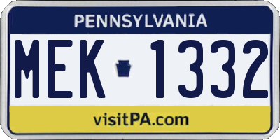 PA license plate MEK1332