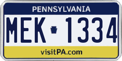 PA license plate MEK1334