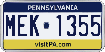 PA license plate MEK1355
