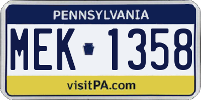 PA license plate MEK1358