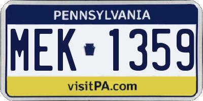 PA license plate MEK1359