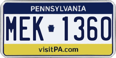 PA license plate MEK1360