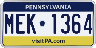 PA license plate MEK1364