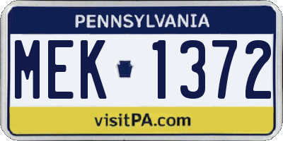 PA license plate MEK1372
