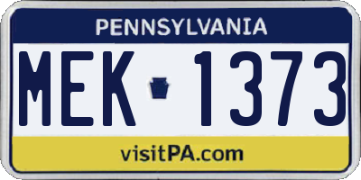 PA license plate MEK1373