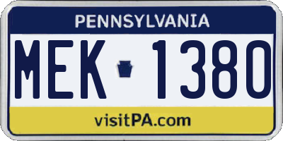 PA license plate MEK1380