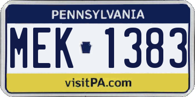 PA license plate MEK1383