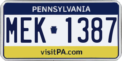 PA license plate MEK1387