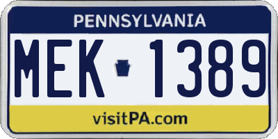 PA license plate MEK1389