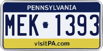 PA license plate MEK1393