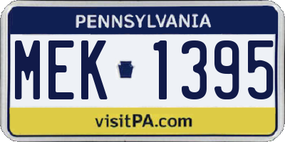 PA license plate MEK1395