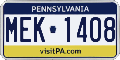 PA license plate MEK1408