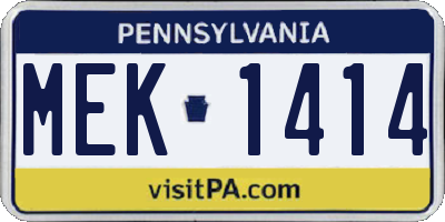PA license plate MEK1414