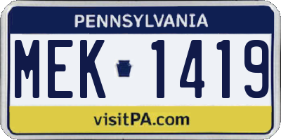 PA license plate MEK1419