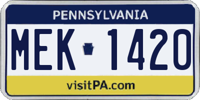 PA license plate MEK1420