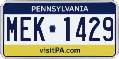 PA license plate MEK1429