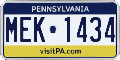 PA license plate MEK1434