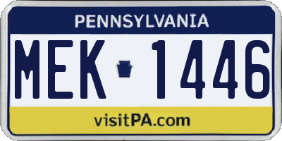 PA license plate MEK1446