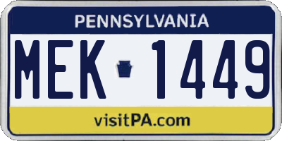 PA license plate MEK1449
