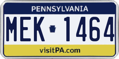 PA license plate MEK1464