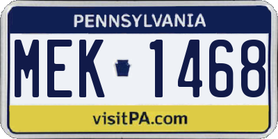 PA license plate MEK1468