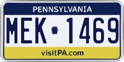 PA license plate MEK1469