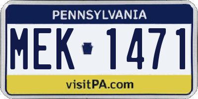 PA license plate MEK1471