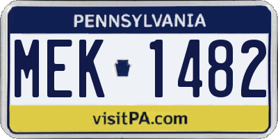 PA license plate MEK1482