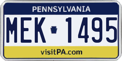 PA license plate MEK1495