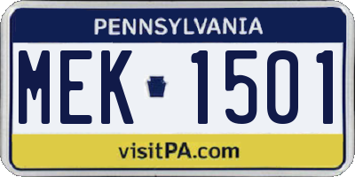 PA license plate MEK1501