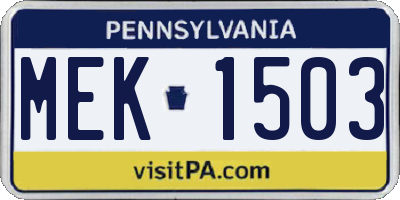 PA license plate MEK1503