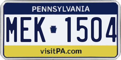 PA license plate MEK1504