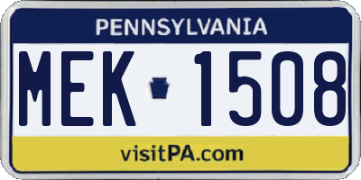 PA license plate MEK1508