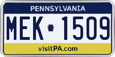 PA license plate MEK1509