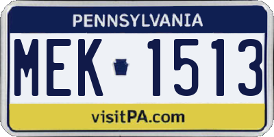 PA license plate MEK1513