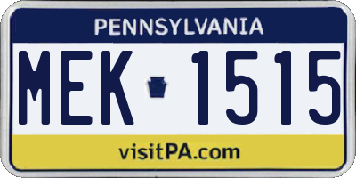 PA license plate MEK1515