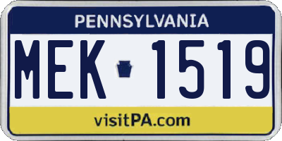 PA license plate MEK1519