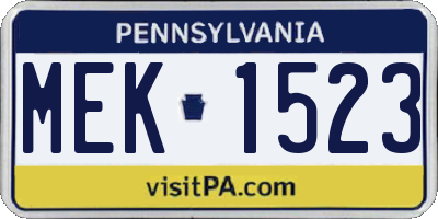 PA license plate MEK1523